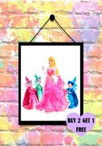 BUY 2 GET 1 FREE Disney Prints Only Sleeping Beauty Fairies Aurora Wall Art A4 