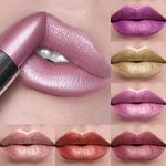 Pearl Shimmer Metallic Lipstick Women High Shine Glitter Long Lasting Waterproof