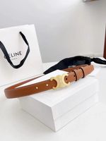 Celine Triomphe Belt 25mm Taurillon Leather Brown Women Size 85