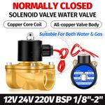 Solenoid Valve Air Water Gas Oil Brass Normally Closed 12V 24V 220V BSP 1/8"-2"