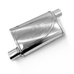 Oval Exhaust Silencer 304 Stainless Steel Muffler Body Offset Offset Profusion