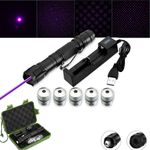 Purple Laser Pointer Pen Rechargable Visible Beam Torche with Box 405nm UK