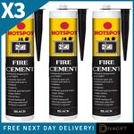 3 x HOTSPOT BLACK FIRE CEMENT 310ML FOR BOILERS & STOVES HEAT RESISTANT NEW