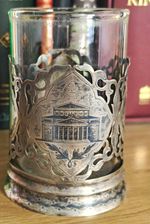 Soviet 1960s glass holder podstakannik silver 875 116g niello Bolshoi Theatre