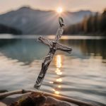 Vintage Sterling Silver Crucifix Christ on Cross Pendant Charm - Christian 