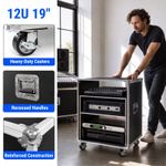 12U 19” AV Rack Case w/Wheels Metal Universal Open Rack Cabinet Home Server Rack
