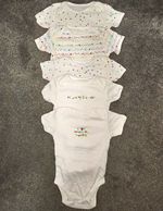 George 5 Pack Baby Bodysuits 12-18 Months Short Sleeve White/Multicolour Stars