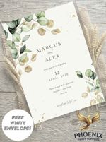 Personalised Elegant Leaves Wedding Invitations Invites D2