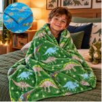 Flannel Fleece Dinosaur Blanket Green & Blue Kids Super Soft Fleece 100x150cm