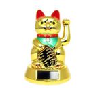 Lucky Cat 5" Waving Solar Power Powered Chinese Oriental Fortune Gold Maneki UK