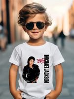 Kids Michael Jackson Rock N Roll T Shirt Boys Girls Summer Casual Crew Neck Fash