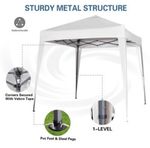 Pop-up Gazebo 2x2m White Metal Frame Freestanding PVC Finish 1-Level Fixings