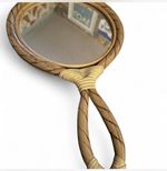 Vintage Bamboo Rattan Hand Held Vanity Mirror Excellent Condition