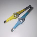 Metal Slanted Tip Tweezers 2 Pack Yellow & Blue Heart Grip Handle