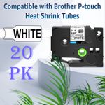 20PK Fits Brother P-Touch Heat Shrink Tube HSE-231 Black on White 11.7mm 0.46"