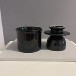 L Tremain Butter Bell Crock Black Ceramic 2010 White Rim Glossy Dish 678g 11.5cm