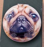 'PUGS AND KISSES' DOUBLE MIRROR COMPACT. 7cm DIAMETER. 44g  EXCELLENT CONDITION.
