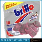 10 BRILLO PADS SOAP FOR HOUSEHOLD CLEANING KITCHEN STEEL WOOL FILLED MULTI USE