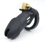 Black Flexible Cock Cage with Lock & Adjustable Ball Ring for Men Silicone Male