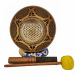 8" Handmade Flower of Life Carved Tibetan Singing Bowl Meditation Sound Healing