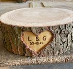 Wooden log cake stand with personalised option, rustic log display cake stand