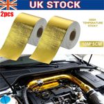2Roll Gold Adhesive Reflective High Temperature Heat Shield Wrap Tape 50mm x 10M