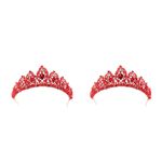 Red Alloy Wedding Crown Elegant Bride Tiara Hair Decor Accessory