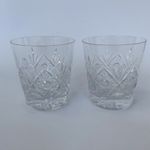2 x 3⅞" Double Old Fashioned Whisky Glasses Set of Cut Glass Crystal Whisky VTG