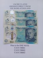 KING CHARLES 5 POUND £5 NOTE UNCIRCULATED. PURCHASED DIRECT FROM BANK of ENGLAND