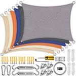 Outdoor Garden Waterproof Sun Shade Sail UV Block Sunscreen Awning + Accessories