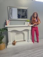 Dollhouse Miniature Fireplace 12 inch Doll 1:6 Scale Modern Doll Furniture