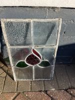 Set of 4 Reclaimed Leaded Stained Glass Window Panels 30cm x 45cm Floral