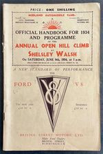 SHELSLEY WALSH  9 Jun 1934 Annual Open Hill Climb Official Handbook & Programme