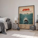 Jaws 1975 Retro Minimal Movie Print | Film Poster | Canvas & Framed