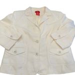 Oscar De La Renta Vtg Blazer White Honey Comb Cotton Rhinestone Buttons Sz 14