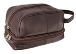 Men Women Large Leather Wash Bag Zipped Toiletries Cosmetic Bag Pouch 3530