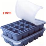 2 Pack Extra Large Ice Cube Tray Molds with Lids, 15 Cubes Reusable Silicon