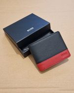 Hugo Boss Madial Black Genuine Leather Wallet with Coin Pocket & Card Holder Set