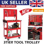 3 Tier Tools Storage Trolley Heavy Duty with Hanging Plate for Garage Workshop