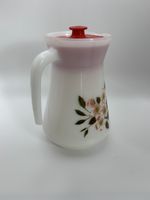 Retro 1970’s French Opal Glass ‘Pyrex’ Arcopal Apple Blossom pitcher jug lid 