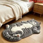 Novelty Sleeping Cat Shaped Rug Fluffy Plush Floor Mat Bedroom Bedside Decor
