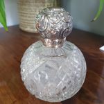 Antique Art Nouveau Hobnail Cut Crystal & Silver Perfume Botlle 1905 Birmingham
