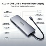 MOKiN USB C Hub Triple Display Dual HDMI 4K Ethernet SDTF for MacBook/Windows