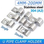 304 Stainless U Pipe Clamp Holder Double Line Clamps Pipe Clamp Half Saddle Clip