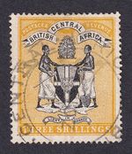 Nyasaland BCA QV 1895 3s black & yellow FU fine used