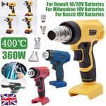Hot Air Gun Cordless For Dewalt/Milwaukee 18V Electric Heat Gun w/4 tools Nozzle