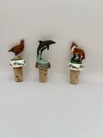 Vintage Made in England Animal Figural Porcelain Ceramic Cork Bottle Stopper Set