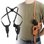 Tactical Gun Holster Shoulder Genuine Real Leather Pistol and 2* Mag Concealed
