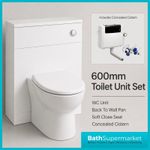 Back to Wall BTW Pan Toilet 600mm WC Unit Concealed Cistern & Soft Close Seat
