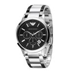EMPORIO ARMANI AR2434 Silver Steel Genuine Mens Fashion Wrist Watch Black Dial